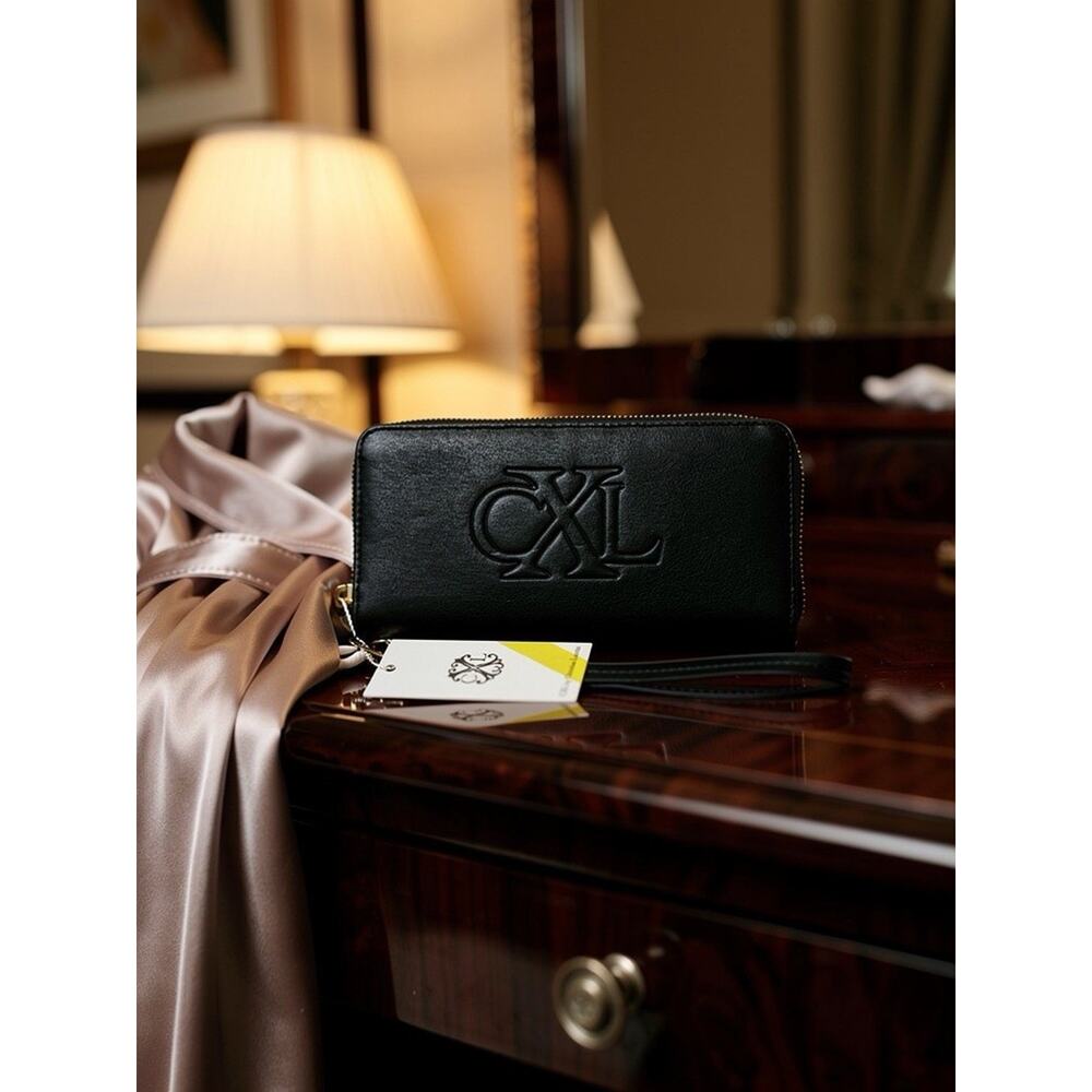 CXL by Christian Lacroix Black Faux Leather Zip Wristlet Wallet‎ New w/ Tags - Picture 6 of 12